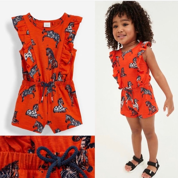 Next Direct Size 6-7 Orange Zebra Romper - Picture 2 of 2